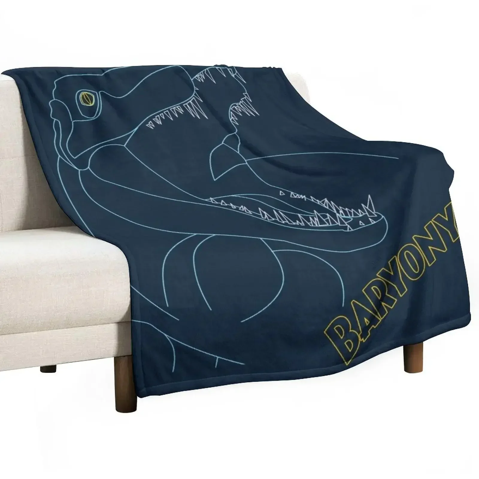 Baryonyx lineart Throw Blanket Camping Decorative Throw Blankets