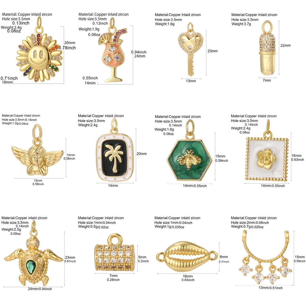Key & Lock Lovers Charms for Jewelry Making Supplies Dijes Heart animal  bag Pendant Gold Color Diy Earring Bracelet Necklacees