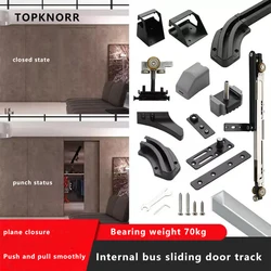 Internal Push Bus Door Track Sliding Door Buffer Pulley Cloakroom Bedroom Invisible Door Sliding Track Hardware Accessories