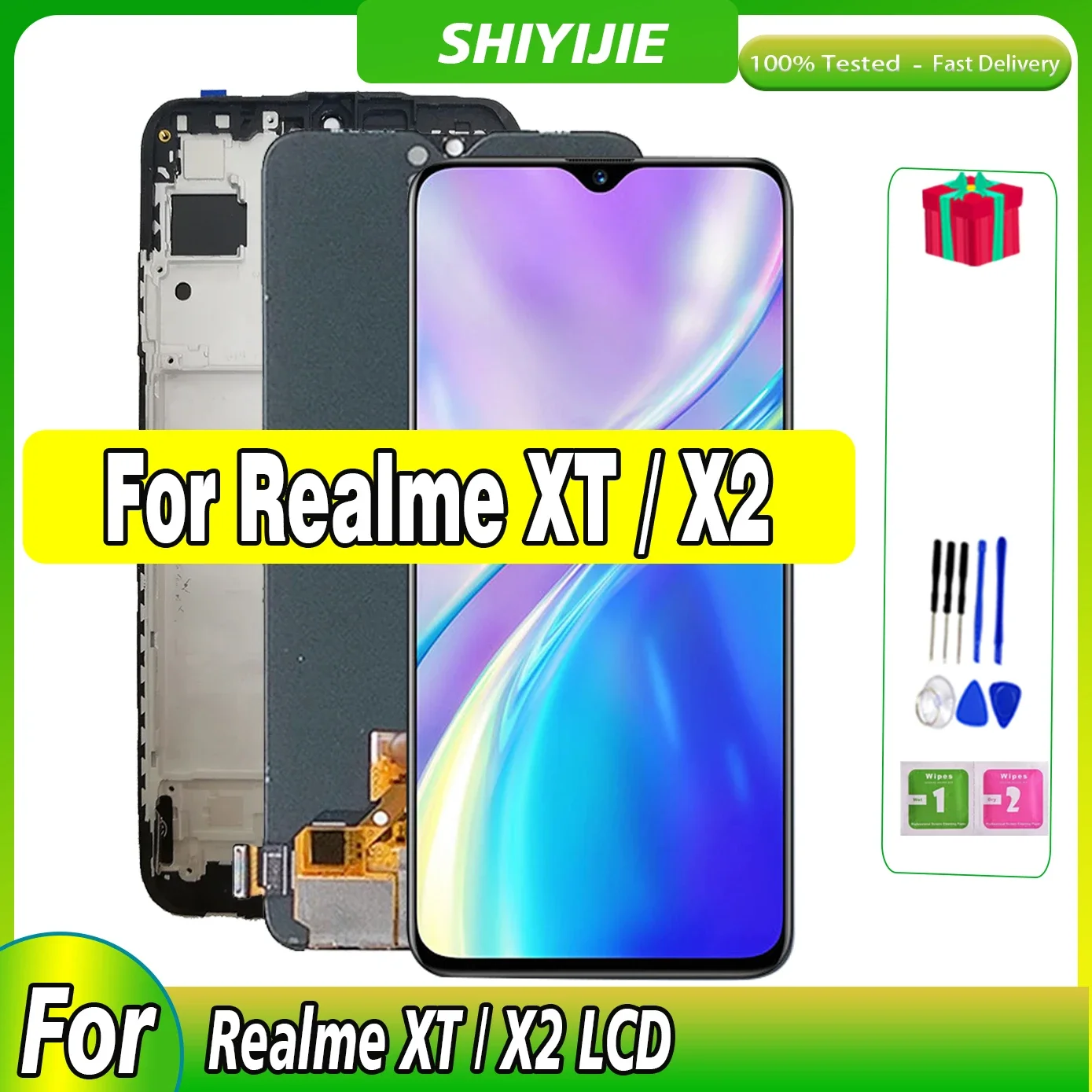 Assembly AMOLED For Realme X2 LCD Touch RMX1992 RMX1993 RMX1991 For OPPO Realme XT RMX1921 LCD Display Screen Display Digitizer