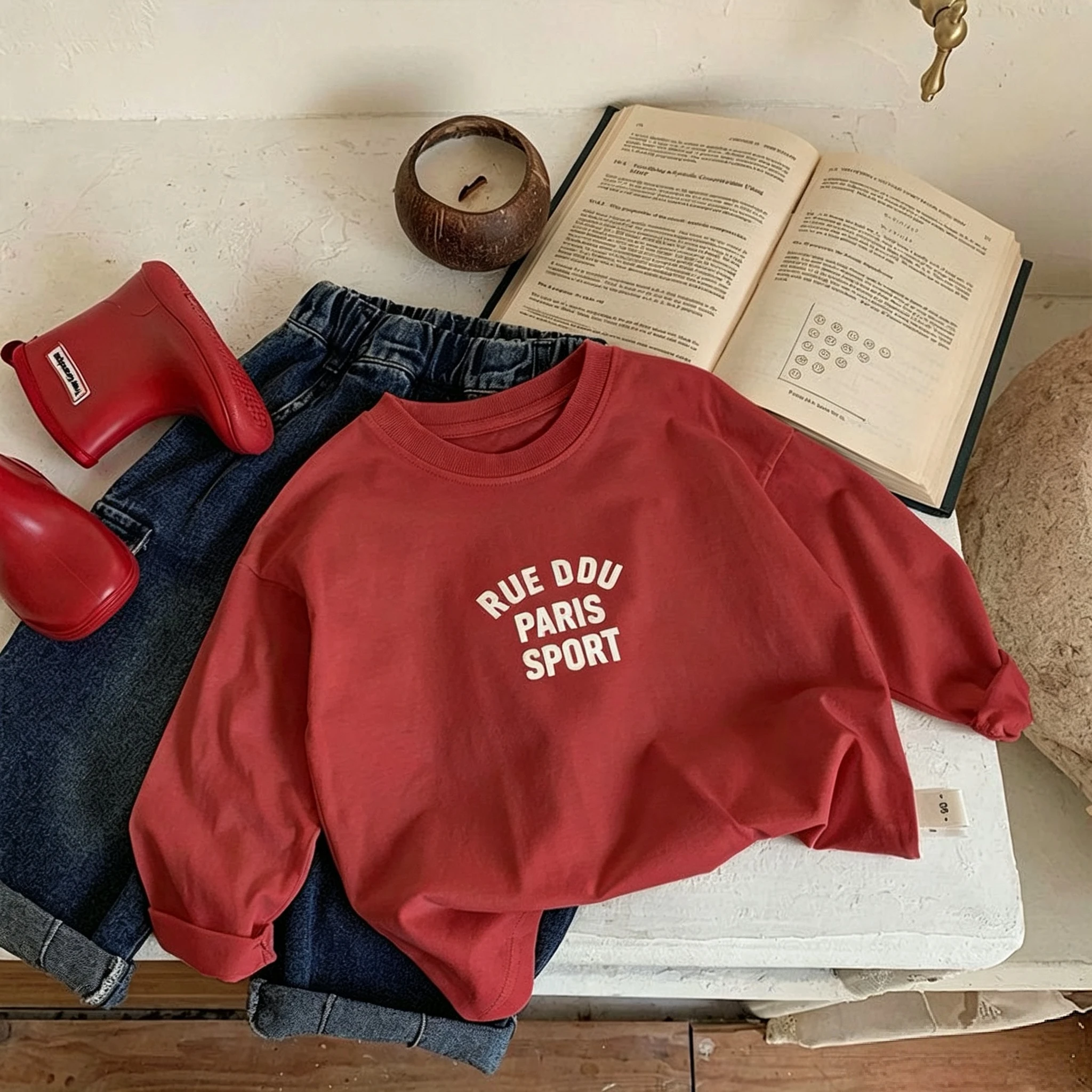 Frühling Herbst Kinderkleidung Langarm-T-Shirt Einfache Mode Vielseitiges Kinder-Rundhals-Pullover-Basis-Shirt Lässige Bluse – Detail 5