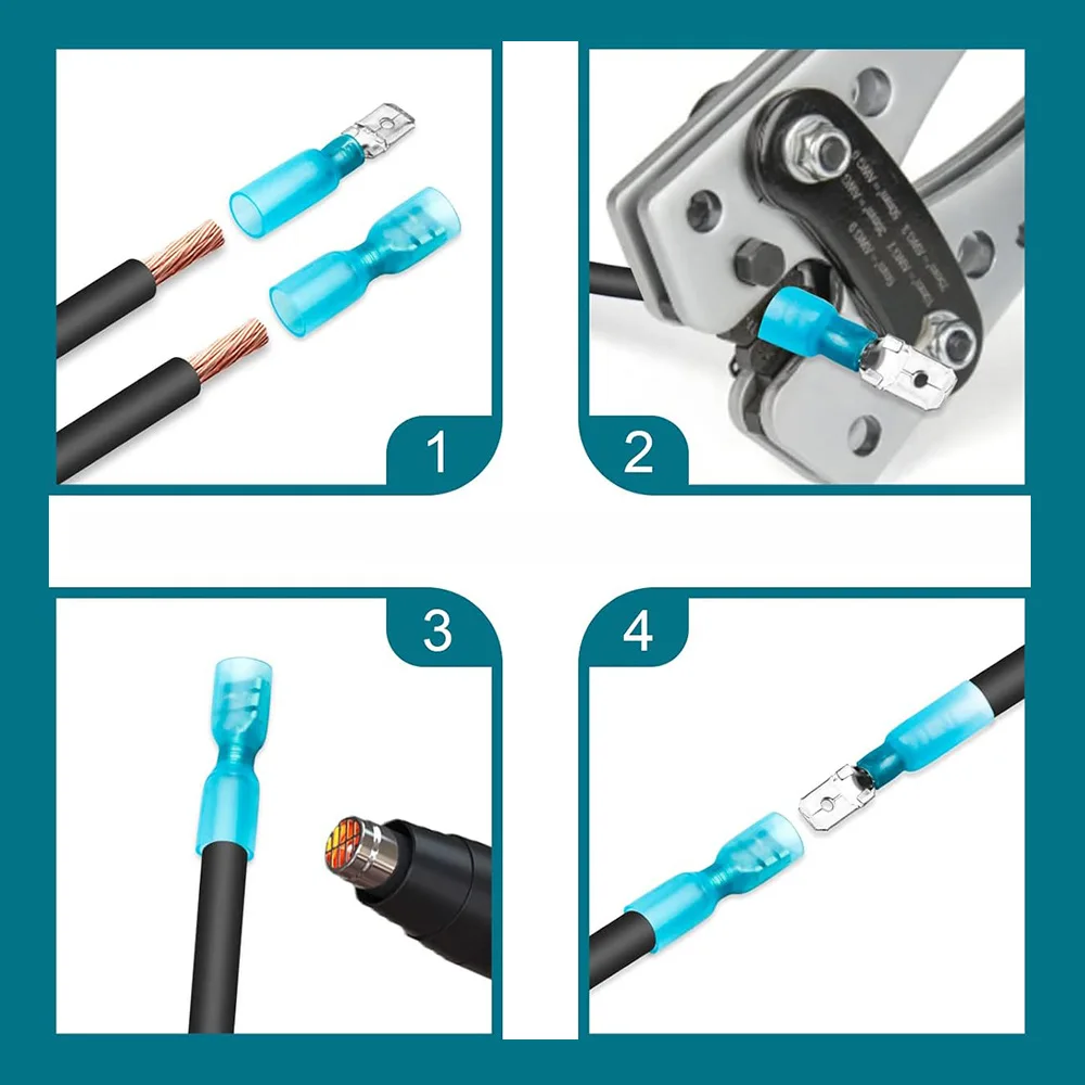 240Pcs Heat Shrink Spade Connectors Kit, Printed Insulated Male Female Quick Disconnect Waterproof Wire Terminals in Storage Box