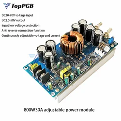 800W High Power DC-DC Buck Converter 30A Solar Stabilizers CV CC Step-Down Power Supply Adjustable DC20V-70V Voltage Regulators