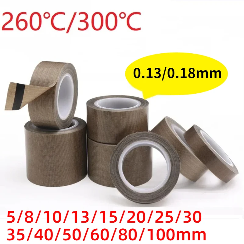 

5 8 10 13 20 30 50x 0.13/0.18mm Adhesive Cloth Insulated Vacuum Seal Machine High Temperature Resistant Electric PTFE Tape 10m