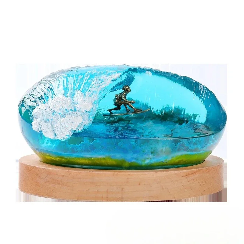 Ocean resin night light ornament landscape surfing creative crafts