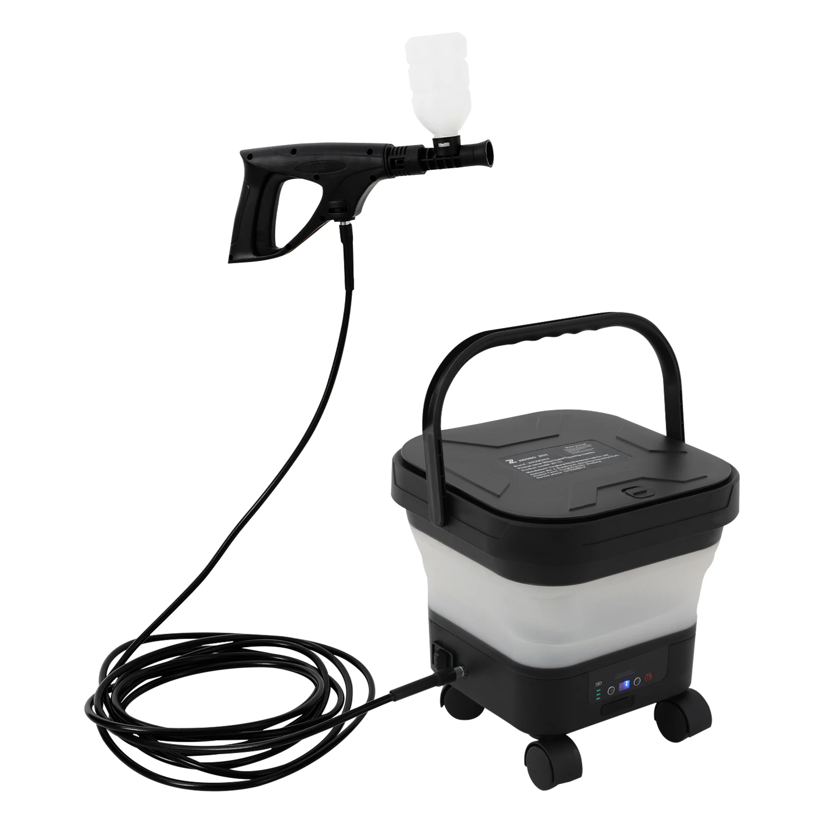 Electric Pressure Washer, Rolling Utility Cart, Foldable Car Wash Machine, 7 Adjustable Pressure Modes, 3.43 Gallon Water Tank, 22.97ft Hose, 6 Spray Nozzle Settings, High Flow Portable Washer for Car Home Garden Outdoor Cleaning, Durable ABS Alloy