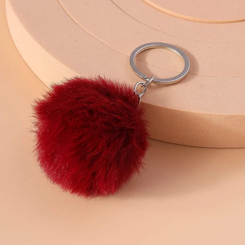 Mode Candy Farben Plüsch Ball Schlüsselbund für Auto Schlüssel Halter Frauen Mädchen Handtasche Anhänger Schlüsselanhänger Zubehör DIY Schmuck Geschenke – Detail 12