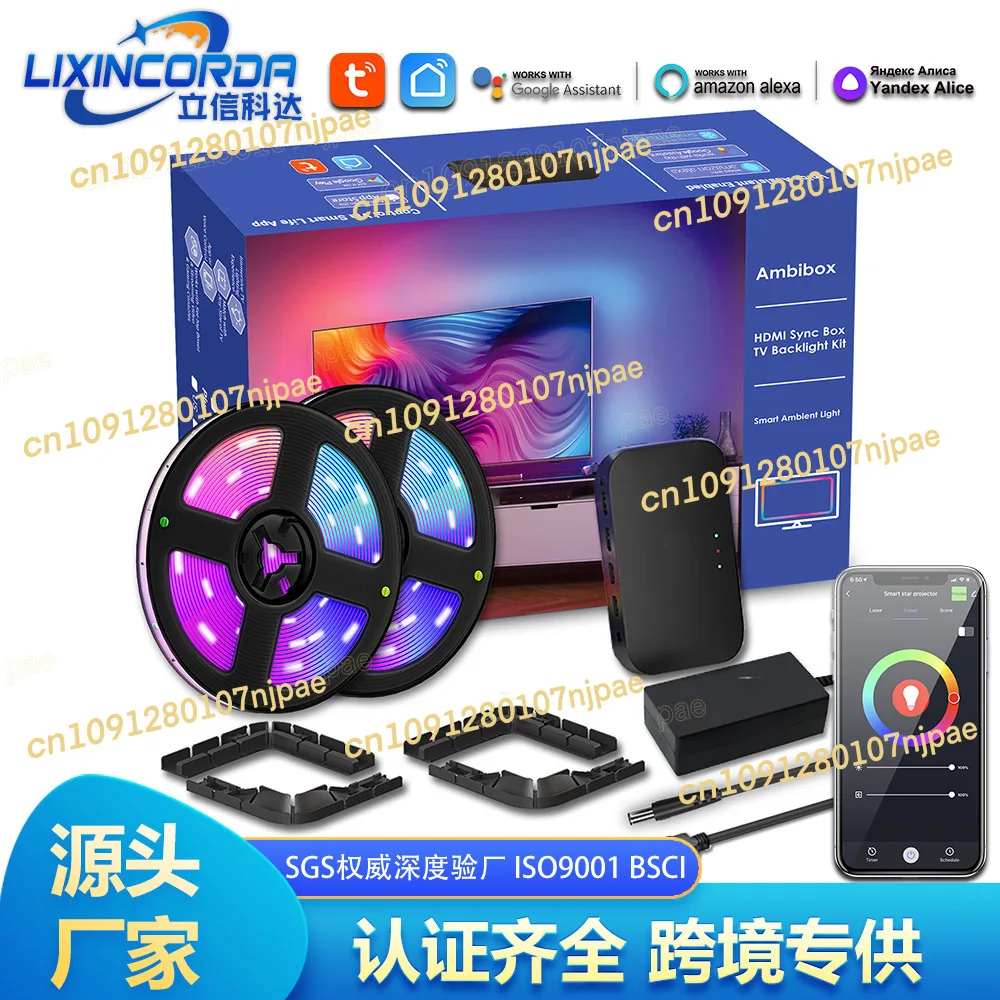 

Tuya APP Sync Light Strip TV HDMI Screen Sync Intelligent Atmosphere Pollution Background LED Strip