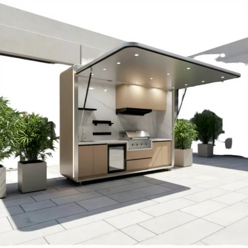 Steel Outdoor Kitchen for Backyard House Use High-End Portable Multi-Function Anti-Corrosion Onsite Installation Custom