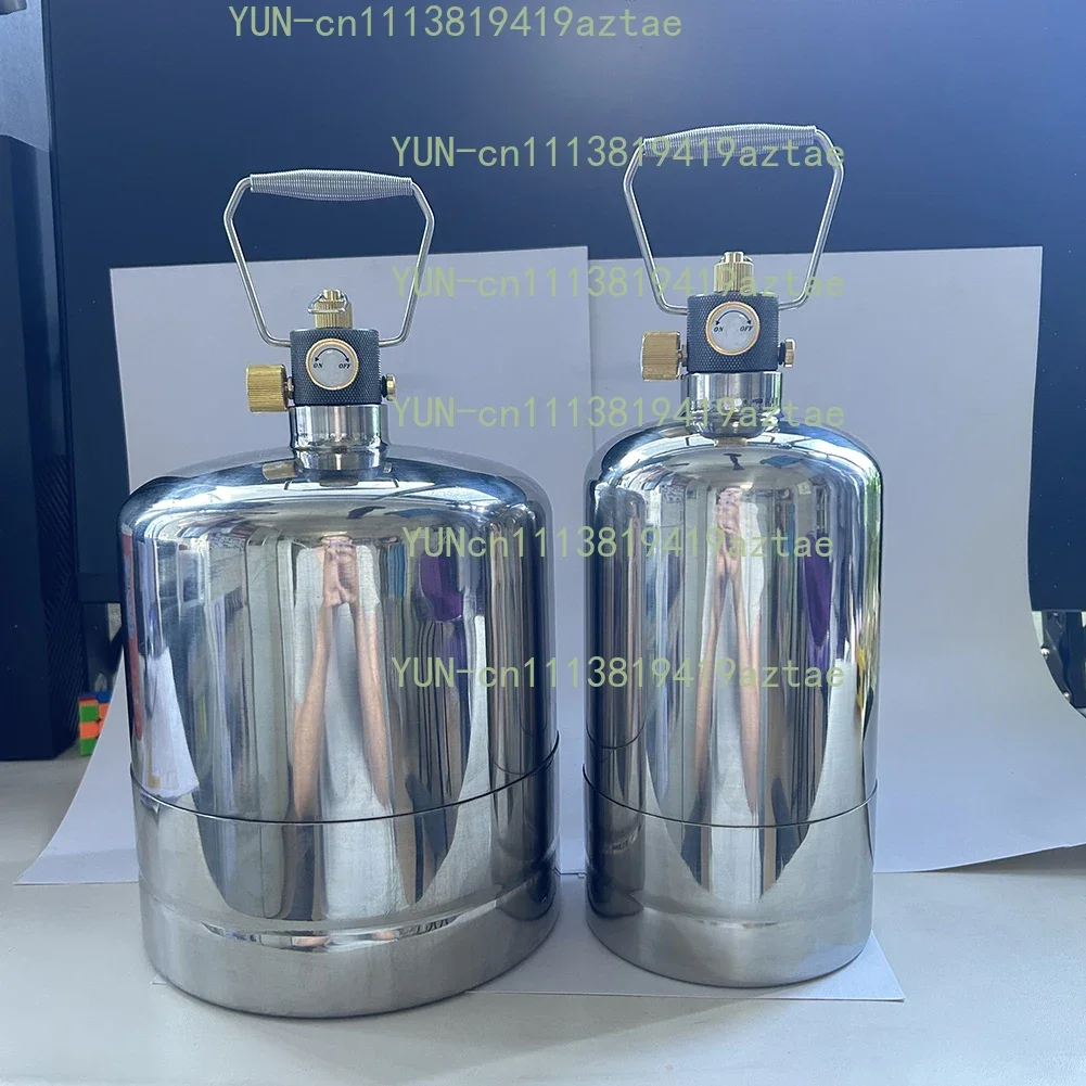 4-5.5L Outdoor Camping Gas Canister Refillable Fuel Bottle with Gas Valve Stainless Steel Portable Safe Leak-Proof Multiple Size