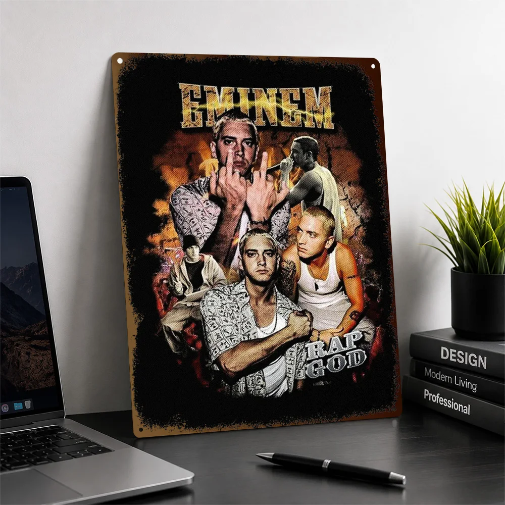 Eminem Hip Hop Collage Aluminum Poster Personalized Metal Sign Bold Lyrical Legend Wall Art Made For Urban Culture Enthusiasts
