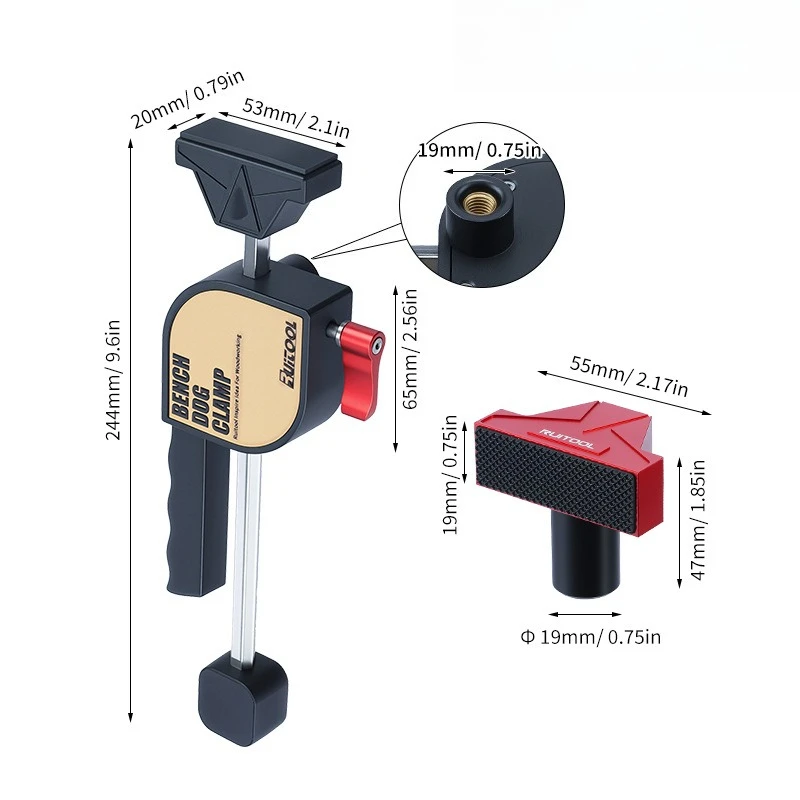 Bench Dog Clamp Tools Professional Woodworking Table Fixing Clamp Set Quick Desktop Clip Workbench Auxiliary Fixator 19mm Latch