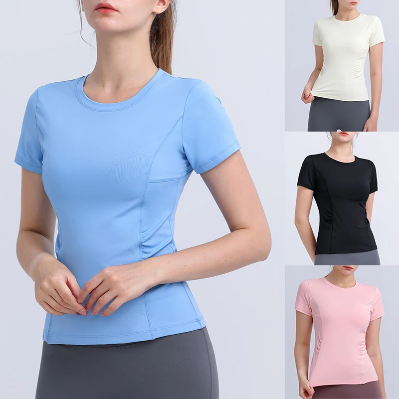 2023 Woman Sports blouse Short Sleeve Fitness Yoga Top Quick Dry Women\'s Gym T-shirt Outdoor Running Sports Tops