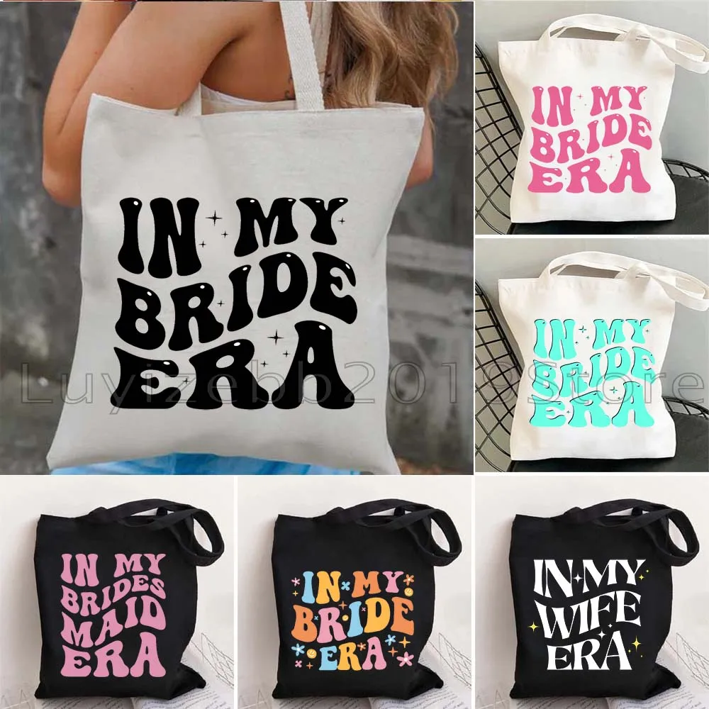 

In My Bride Bridesmaid Era, милые свадебные подарки, женская парусиновая сумка через плечо, Harajuku Shopper, многоразовая складная сумка для покупок