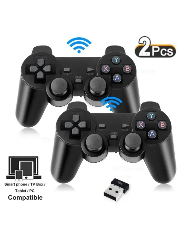 Manette de jeu sans fil 2.4Ghz, 2 pièces, contrôleur de jeu sans retard, Joystick USB pour PC Android TV Controle pour PC BOX GAME BOX