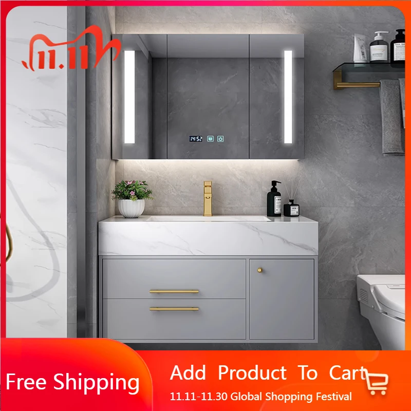 

Modern Simple Bathroom Cabinet Light Luxury Gadgets Space Saver Cupboard Skincare Decorations Display Archivadores Furniture