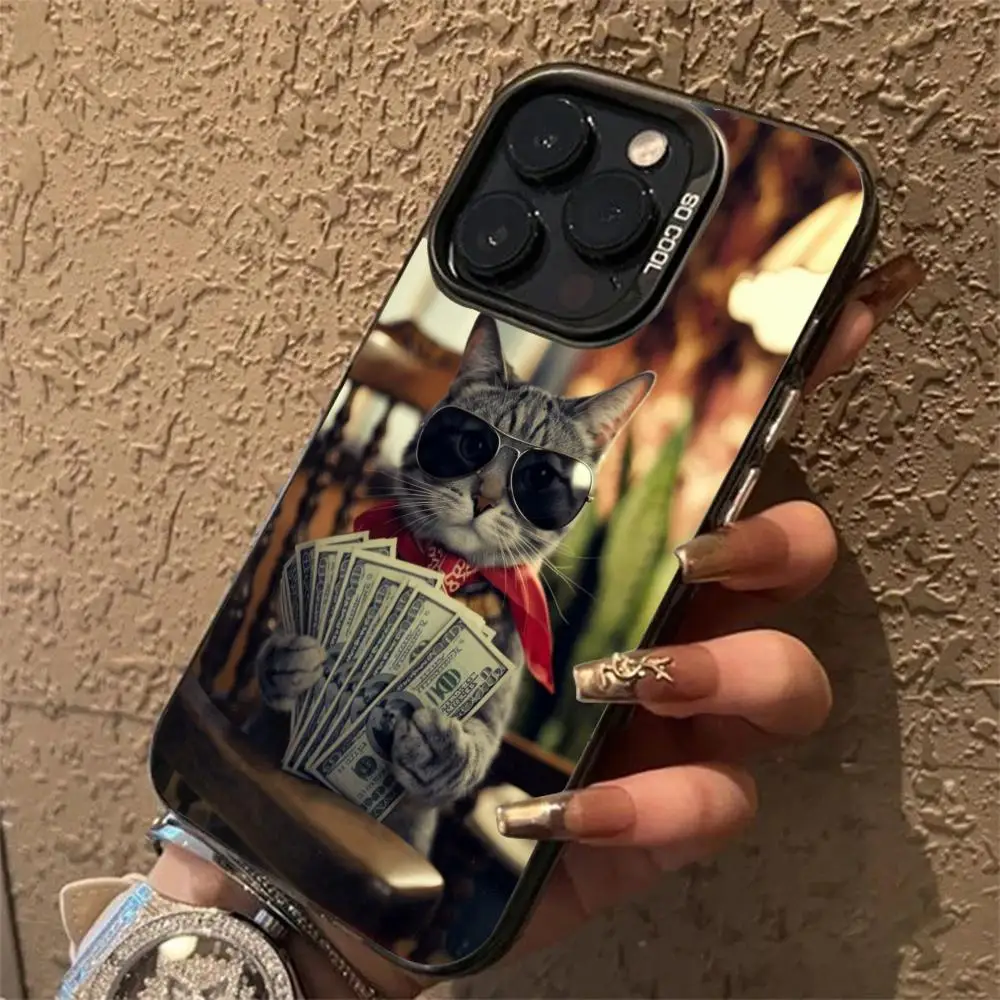

Rich cat Phone Case for iPhone 16 Pro 15 Pro 14 13 12 11 XS 14 PRO MAX 16 plus 14Pro 12pro mini Soft Shell back cover