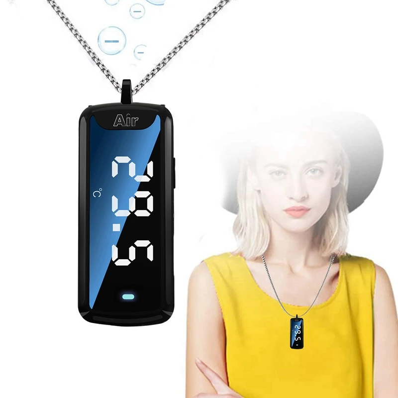 2X 120 مليون الأيونات السالبة الرقبة تنقية الهواء الشخصية يمكن ارتداؤها صغيرة محمولة درجة الحرارة قابلة للقياس لتنقية الهواء