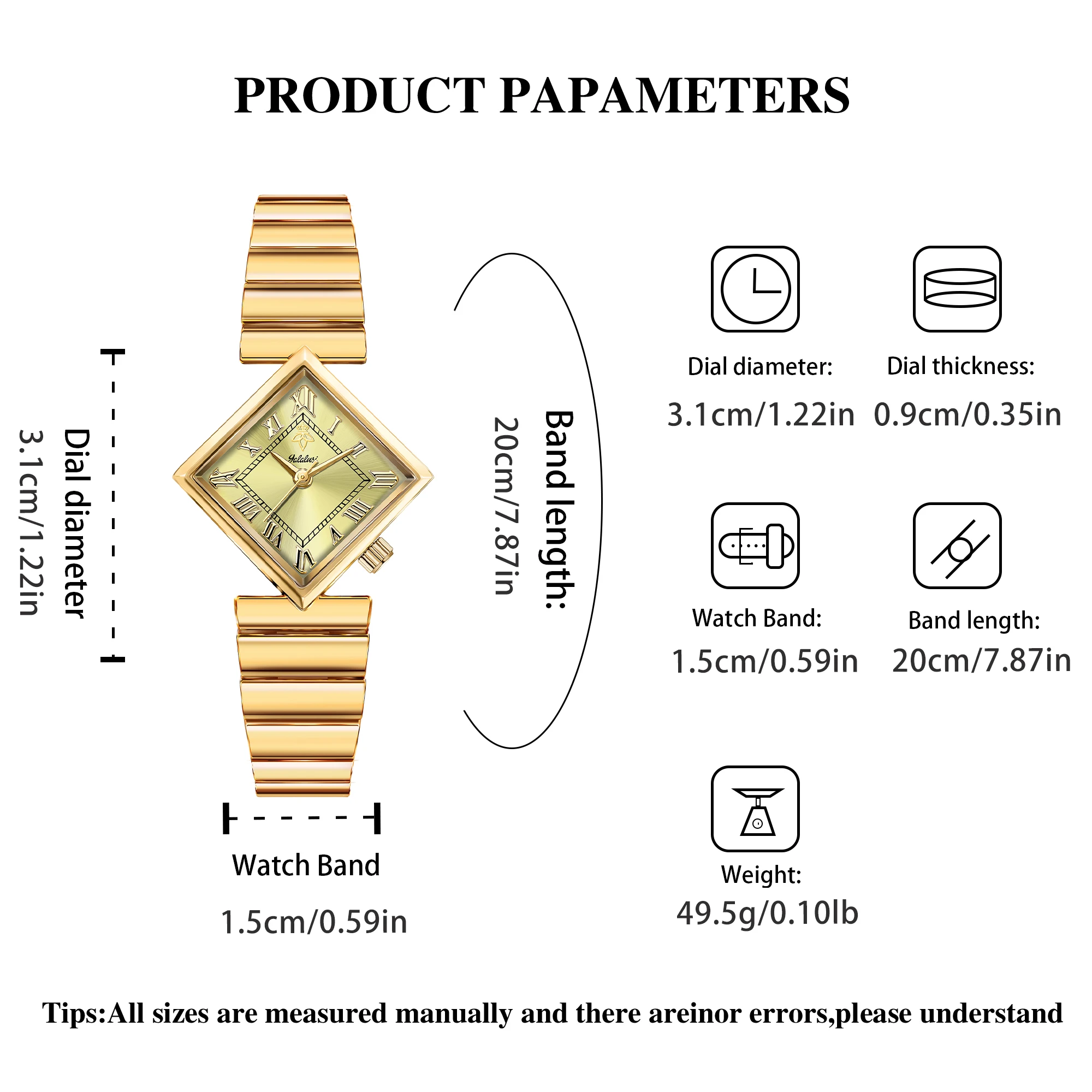 YaLaLuSi Stylish Square-Faced, Minimalist Ladies’ Watch – Perfect for Both Casual and Business Occasions Reloj