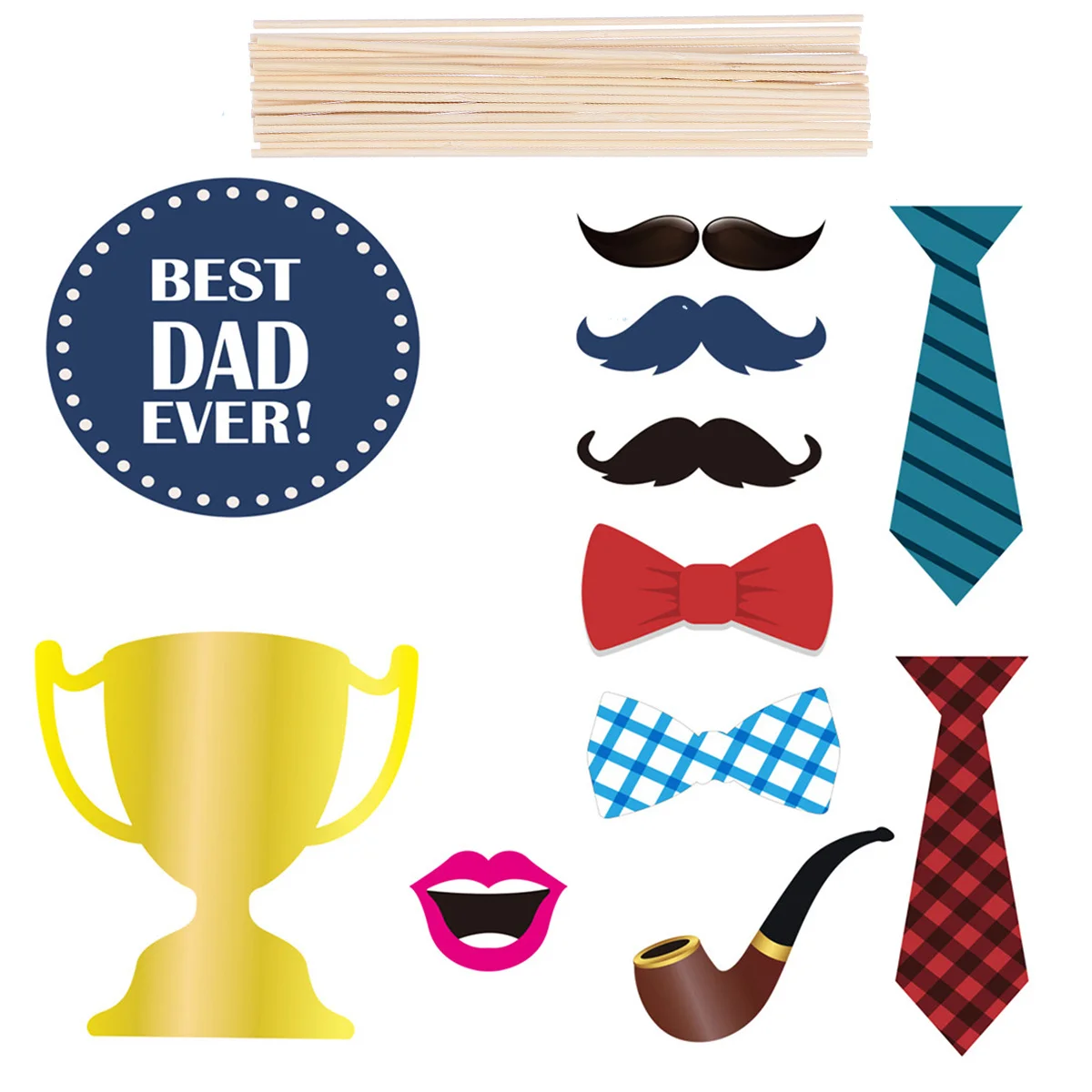 

21 Pcs Handheld Photo Frame Props Father's Day Decorations Face Booth Hand-held Funny Party Supplies