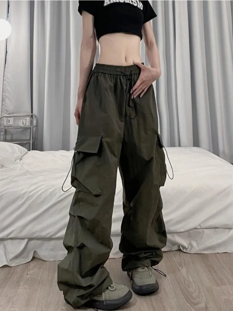 Pants Women American Retro Street Style Full Length Y2k Casual Cargo Trouser Fashion Baggy Minimalist Spring Summer All-match