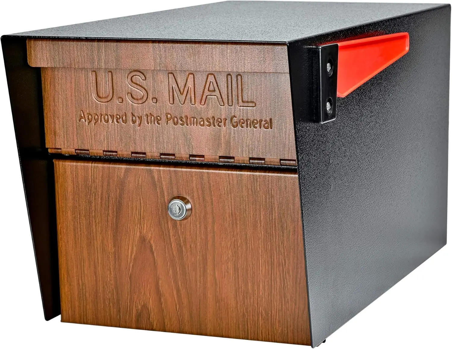 Curbside, Wood Grain 7510 Mail Manager Locking Security Mailbox, Steel, Black