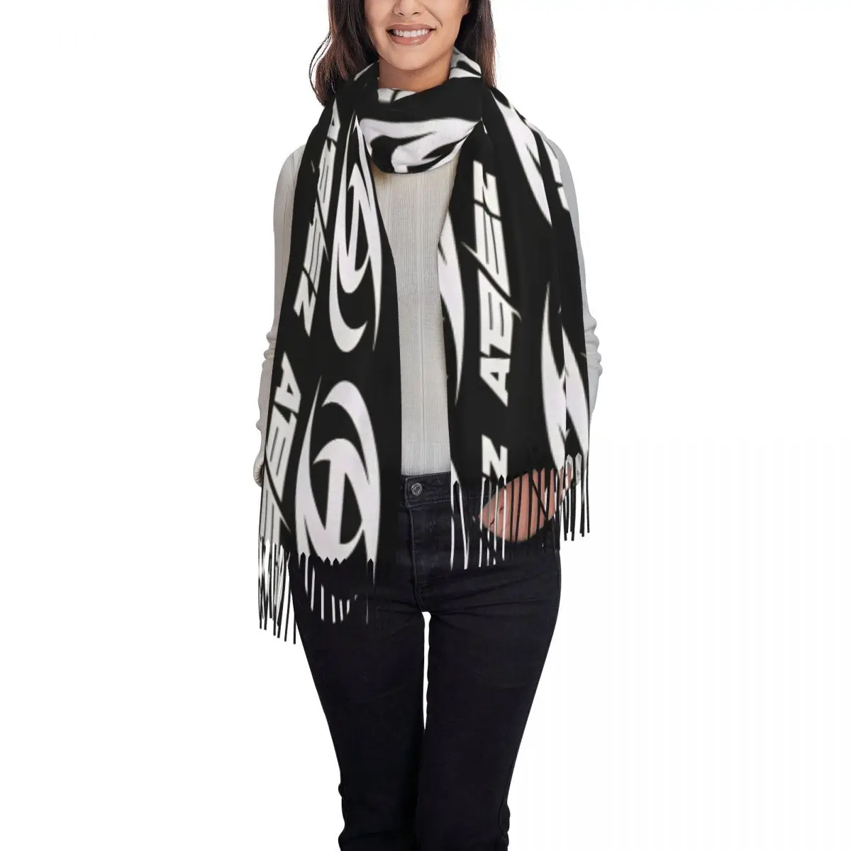 Personalized Printed Kpop ATEEZs Logo Scarf Women Men Winter Fall Warm Scarves A TEEnager Zs Shawls Wraps