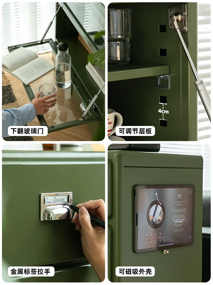 خزانة معدنية قديمة، خزانة حديدية، درج غرفة المعيشة المنزلية، خزانة عرض زجاجية #3