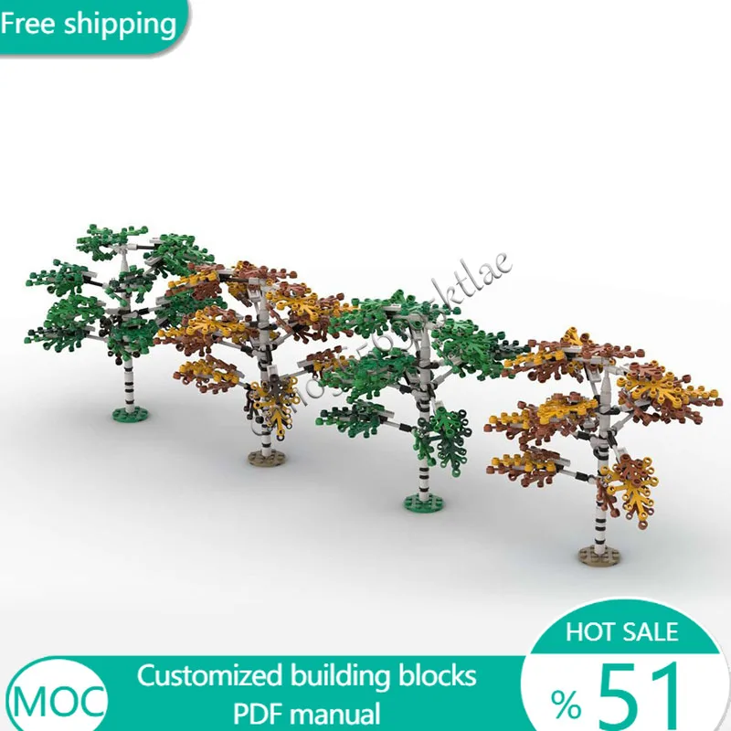 689 PCS Trees Birch Tree MOC Customize Modular Building Block Creative Design Educational Learning Toy DIY Holiday Toy Gifts