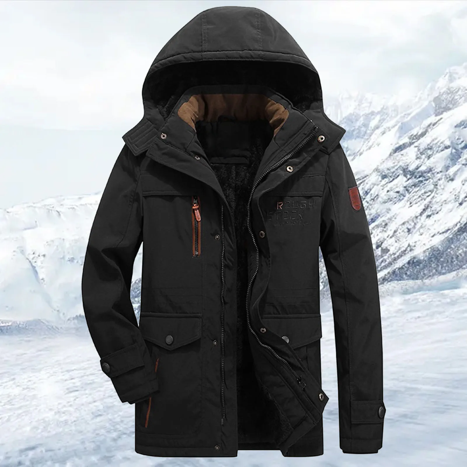 Herren-Winterjacke, gepolstert und verdickt, lockerer, lässiger Stil mit Taschen, Jacke, Mantel, Downs-Mantel für Herren, Herren-Winterjacke