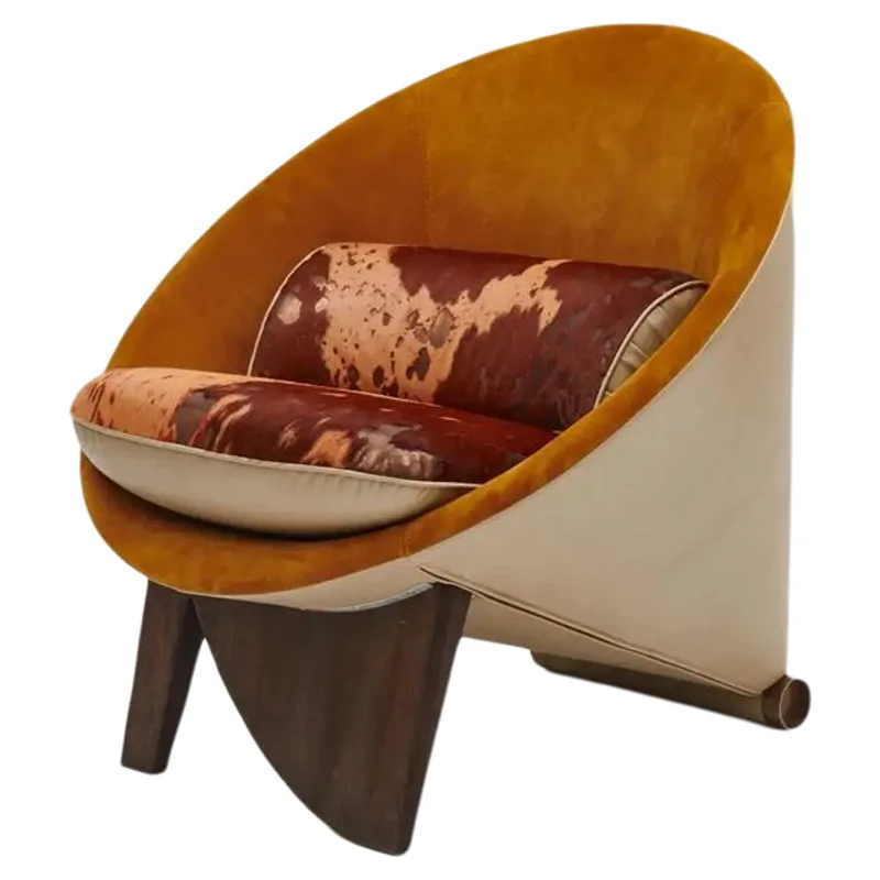 Italian light luxury single sofa chair small apartment living room bedroom home designer horn leisure chair model room