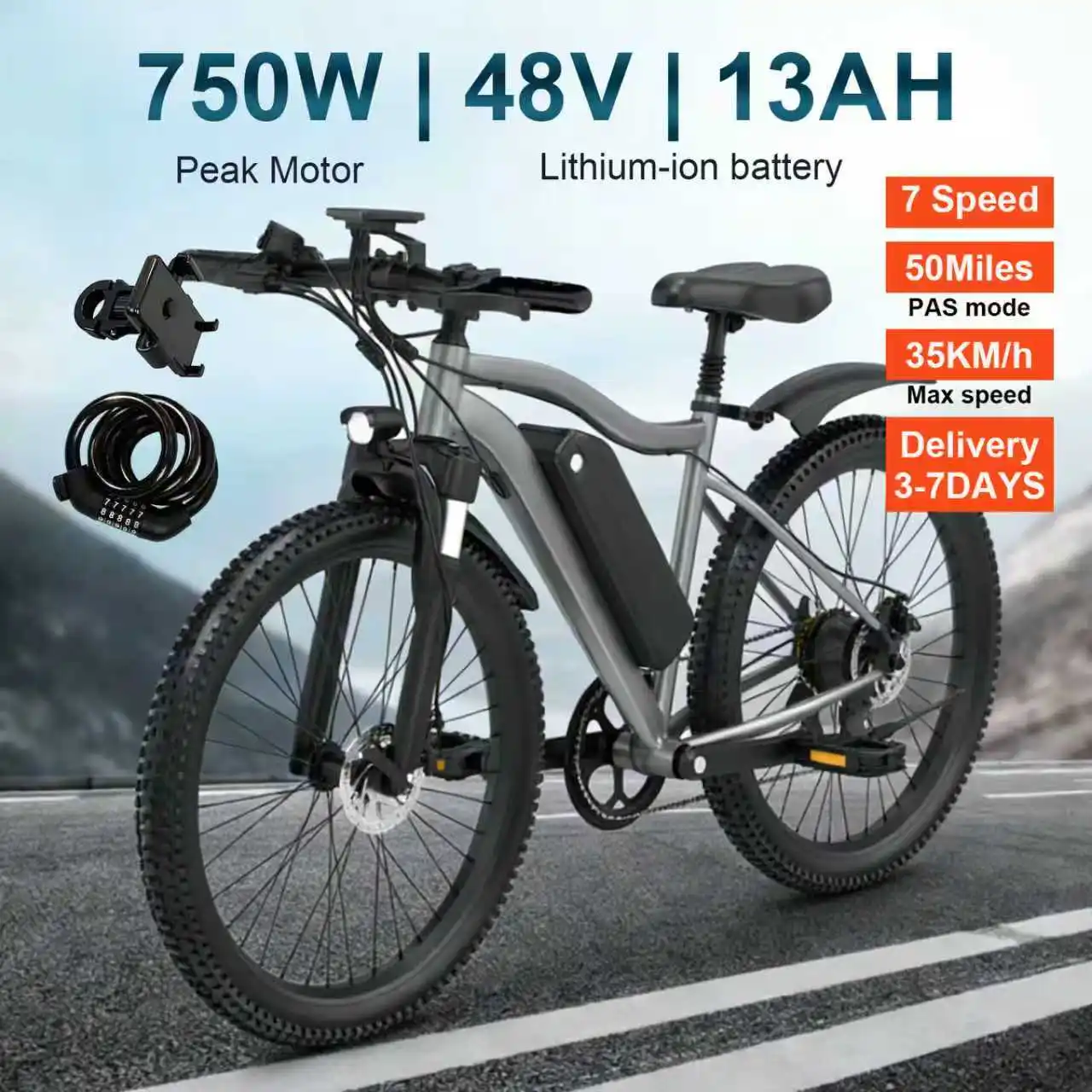 

Электровелосипед Toofly G73 для взрослых, электрический велосипед с мощностью 750 Вт, 48 В, 13 Ач, 26-дюймовые широкие шины, горный велосипед, 22-скоростной электровелосипед для города и бездорожья.