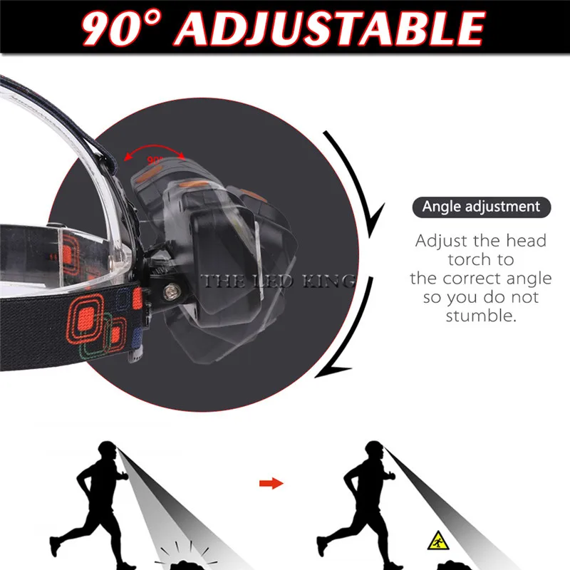 8000LM قوية T6 + 2 COB كشافات USB قابلة للشحن العلوي في الهواء الطلق التخييم رئيس ضوء مقاوم للماء رئيس مصباح بواسطة 18650 بطارية