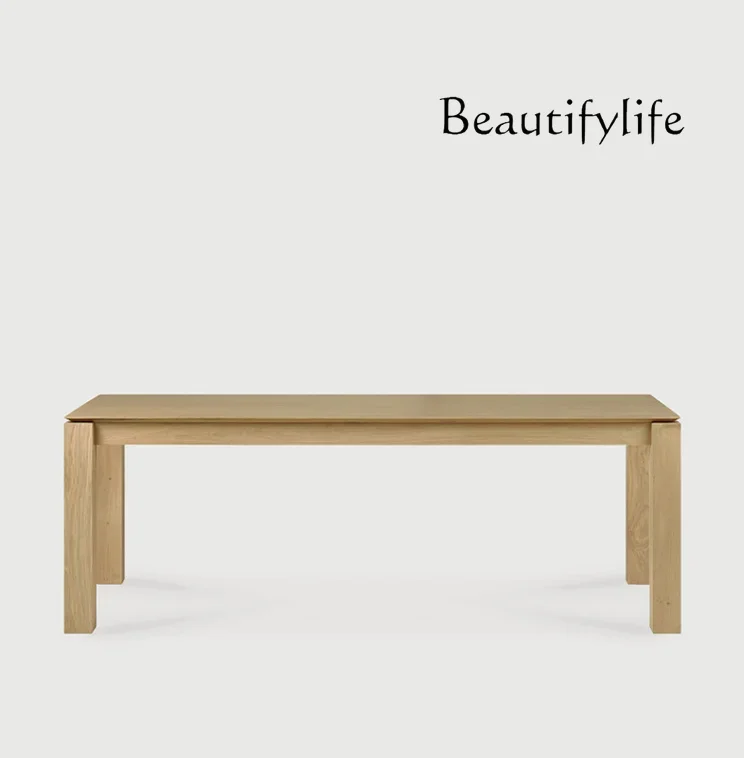 

N Nordic Minimalism White Oak Solid Wood Household Dining Table Rectangular Designer Desk Silent Style