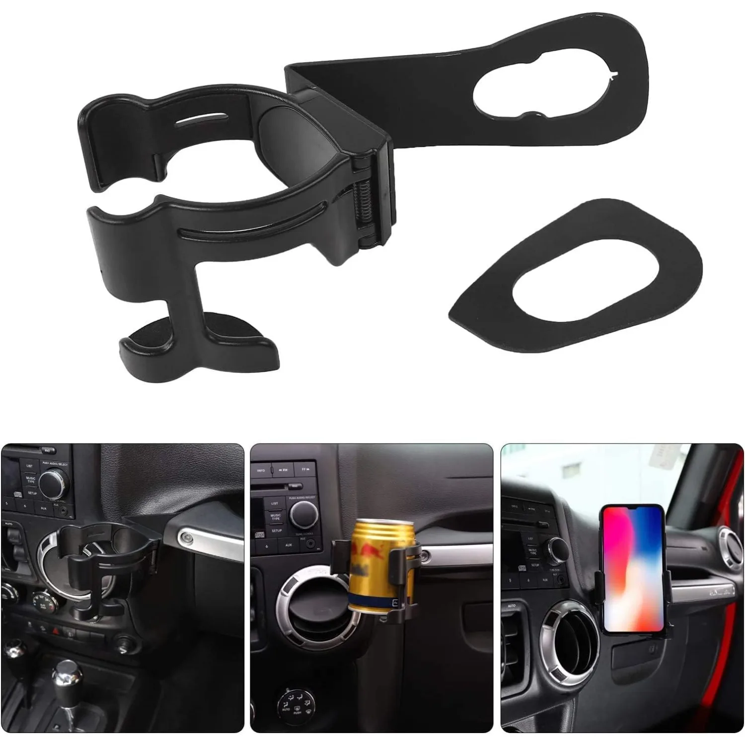 JK Multi-Function Drink Cup Phone Holder, 2 in 1 Bolt-on Stand Bracket Organizer for 2011-2018 Jeep Wrangler JK JKU 2 & 4 Door