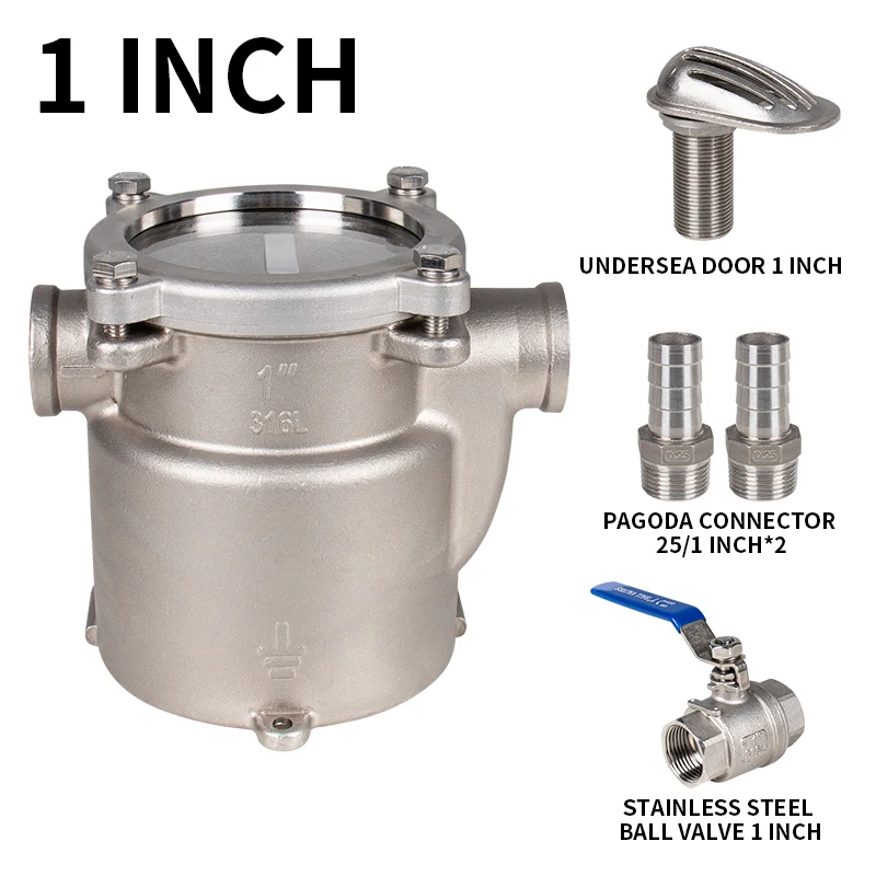 Stainless Steel Marine Seawater Filter Sea Water Filter on Board for Yacht Speedboat Marine 316L Stainless Steel