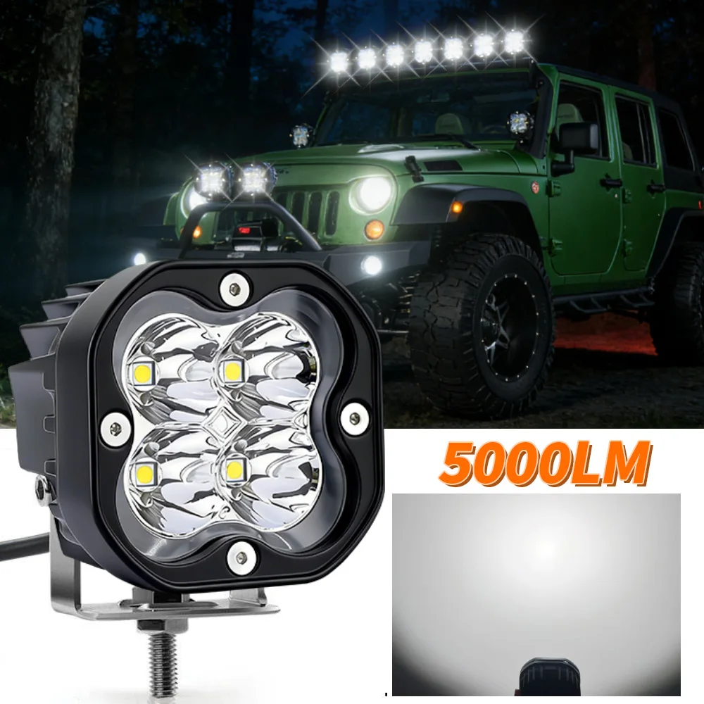3 Inch LED Pod Light RGB Halo Fog Lamp 4x4 Offroad Driving Spotlight Flash Strobe 12V 24V for Car Truck ATV UTV Motorcycl