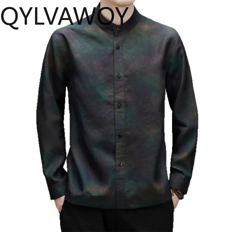 QYLVAWOY High-end Men's Shirts Xiangyunsha Man Summer Shirt 100% Mulberry Silk Shirts for Man 2026 Spring Autumn Tops Camisas