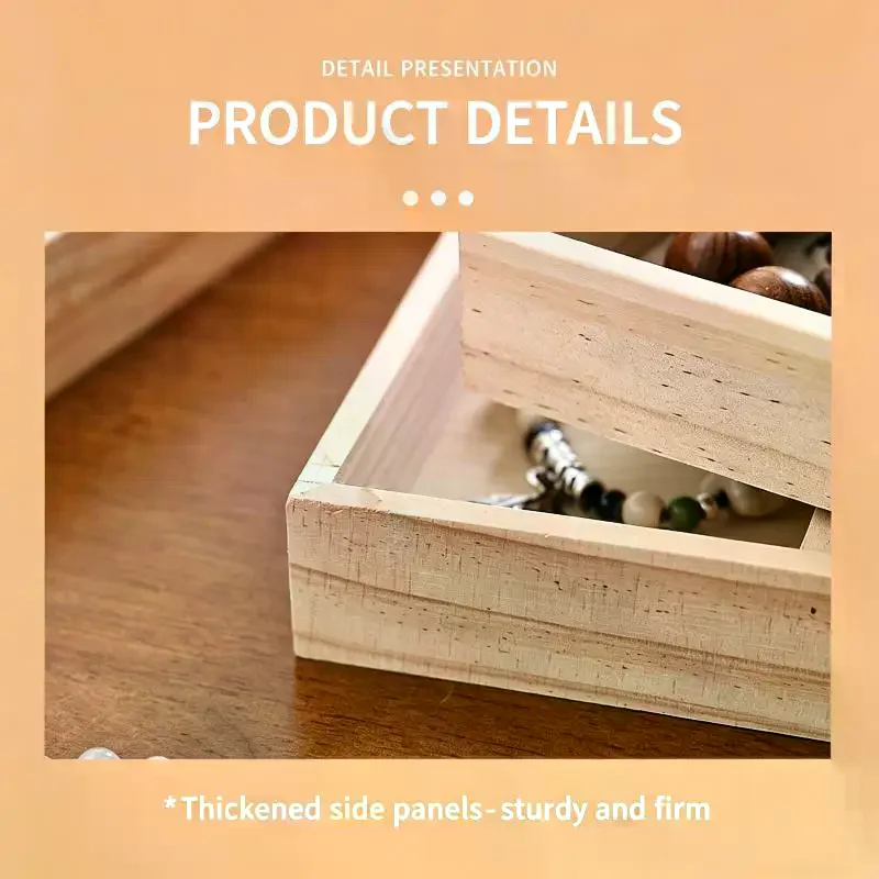 8 Compartment Solid Wood Jewelry Storage Tray Minimalist Multi-Grid Ornament Organizer Tray For Earring Ring Necklace Accessorie