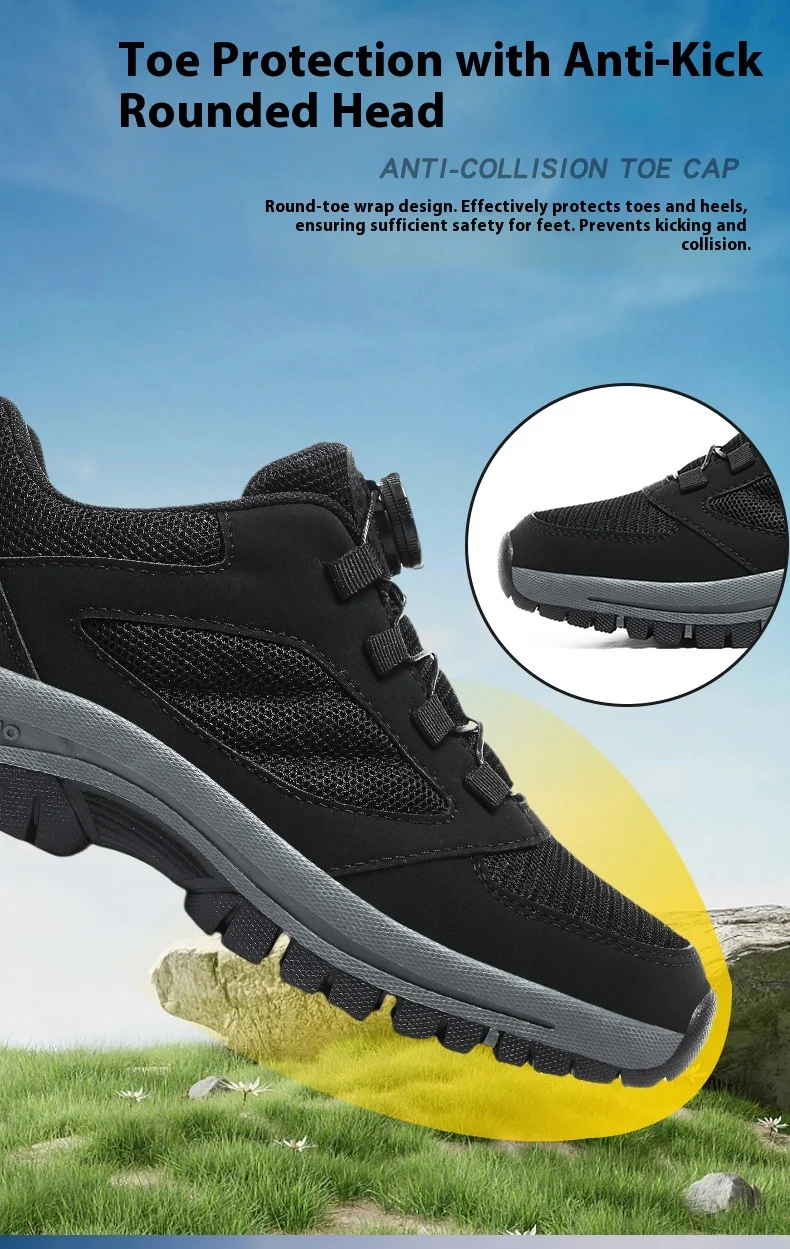 Men'S Large 39-48 Spring And Autumn Outdoor Sports Lace Rotating Buckle Comfortable Anti Slip Wear Resistant Hiking Shoes