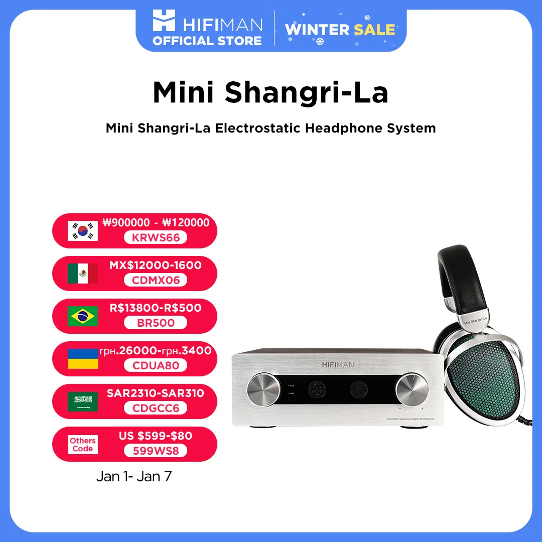 HIFIMAN Mini Shangri-La Electrostatic Nanometer Thickness Diaphragm Headphone and Amplifier