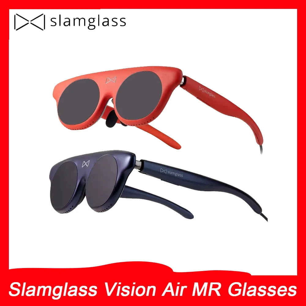 Slamglass Vision Air Glasses MR Viewing Glasses 50°FOV 183 inch Large Screen 1920X1080 1800nits Full Color RGB For Video Movie