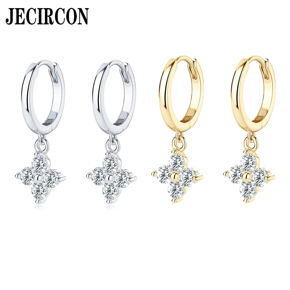 

JECIRCON Fashion Hot Style Small Flower Pendant Earrings Shiny Moissanite 925 Sterling Silver Drop Earrings for Women Wholesale