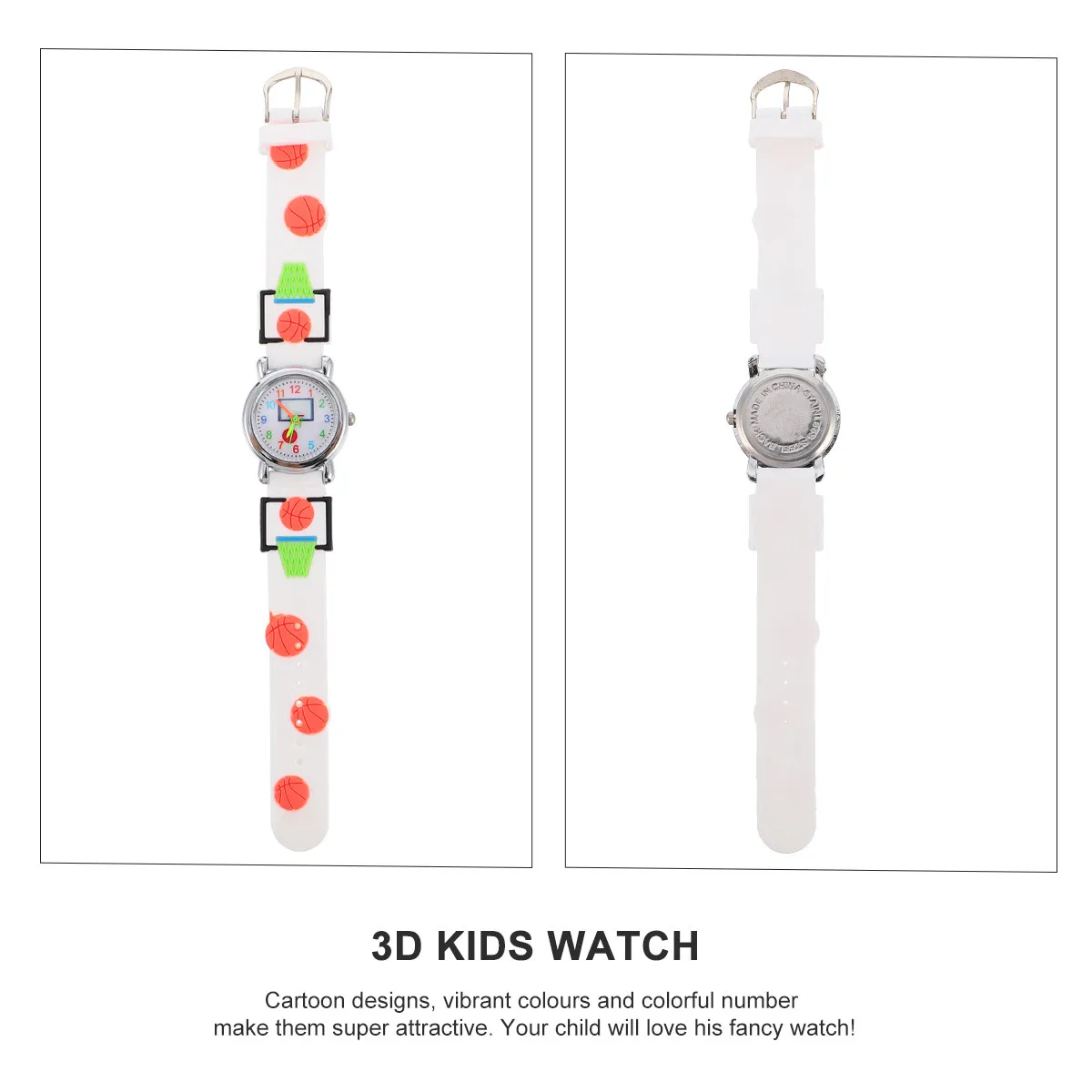 3D Kids Watch Basketball Pattern Cartoon Comfortable for Children Reading Time Casual Sports Wristwatch