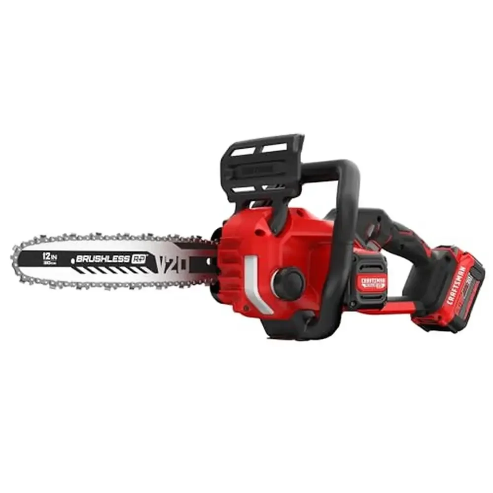 

Compact Cordless Chainsaw Powerful 12" Brushless Motor 105 Cuts/Charge Auto-Oiling Lightweight