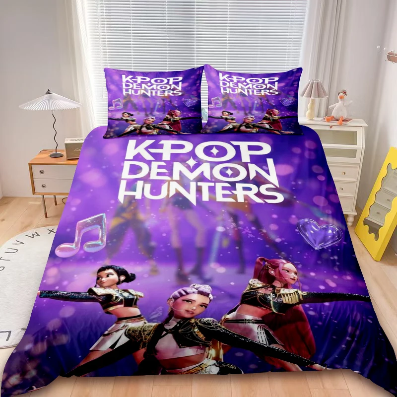 Kids 3pcs Duvet Cover Set K-pop D-Demon H-Hunters Bedding Set Comforter Cover Teens Children Gifts Bedroom Decor - Detail 1