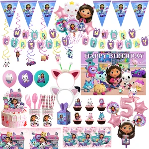 غابي دمية بيت القطط ديكور عيد ميلاد ، مفرش المائدة ، أواني الطعام التي يمكن التخلص منها ، مجموعة البالون ، لوازم الحفلات أعلى 8 مبيعات مجموعة دمية غابي - No7