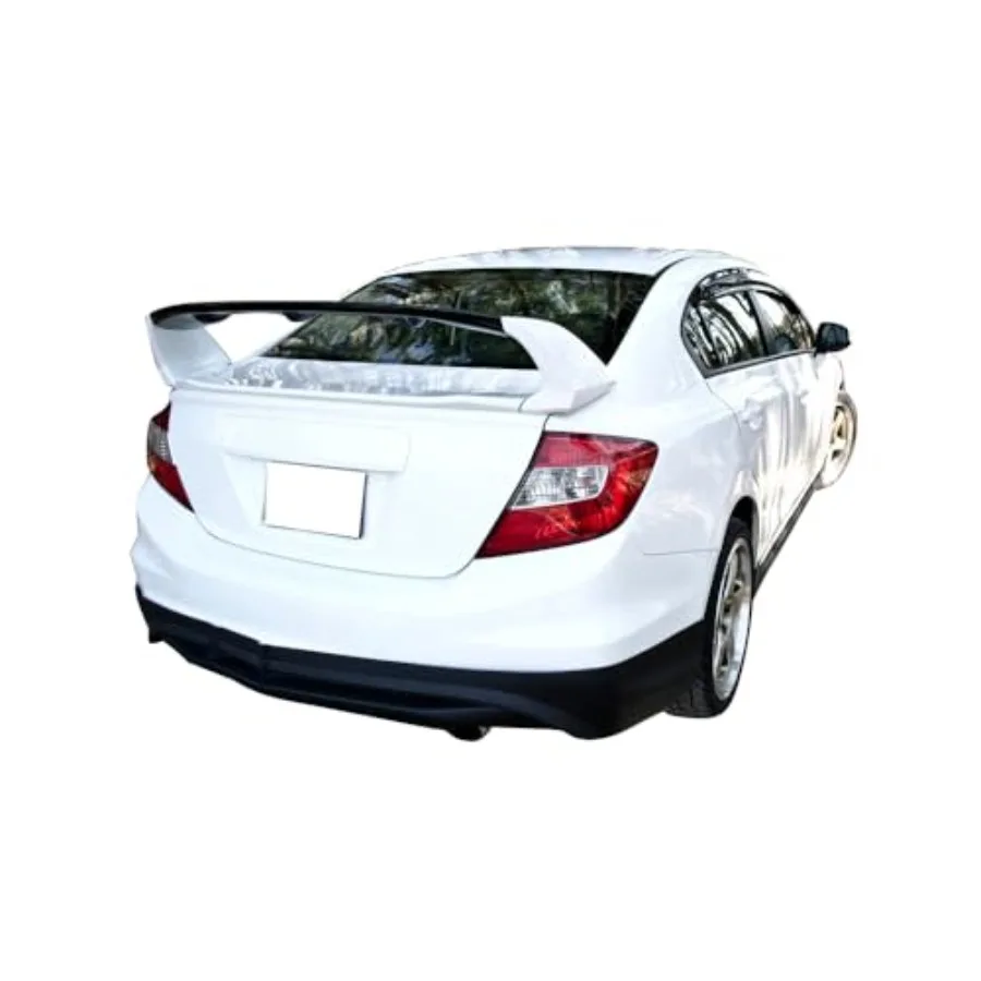 سبويلر صندوق السيارة متوافق مع 2012-2015 Honda Civic 9th Gen Sedan 4-Door Mugen Style Painted Sunburst Orange Pearl ABS Plastic