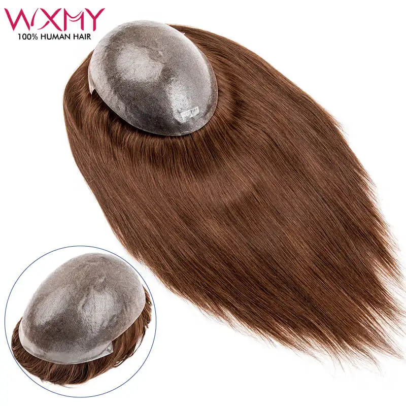 Toppers de cabelo de pele fina injetada reta para mulheres natural cabelo humano topper culticulo chinês virgem humano perucas femininas