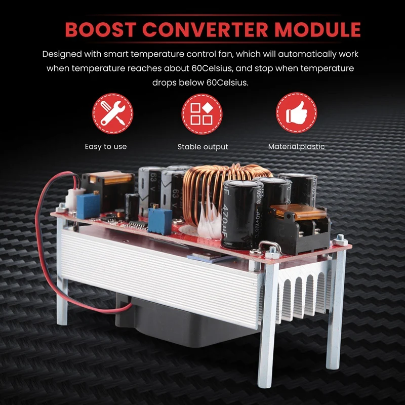 Módulo convertidor de impulso de DC-DC de 1500W, 30A, 10-60V a 12-97V, convertidor de aumento de voltaje, módulo de fuente de alimentación CC CV
